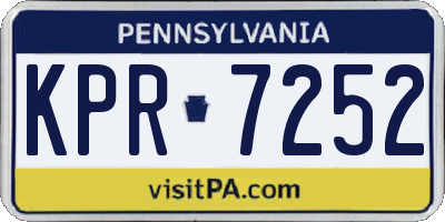 PA license plate KPR7252