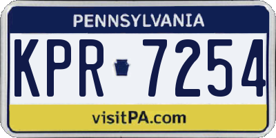 PA license plate KPR7254