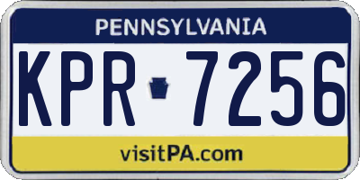 PA license plate KPR7256