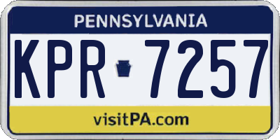 PA license plate KPR7257
