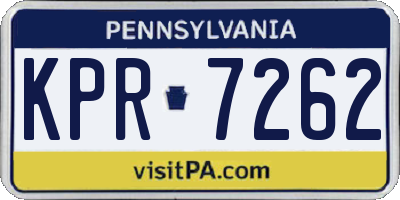 PA license plate KPR7262