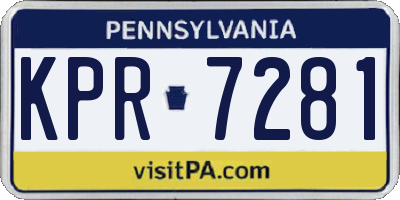 PA license plate KPR7281
