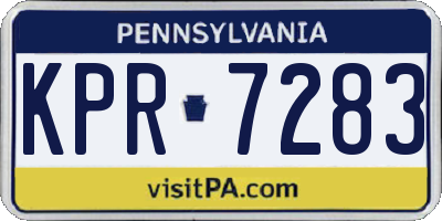 PA license plate KPR7283
