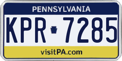 PA license plate KPR7285