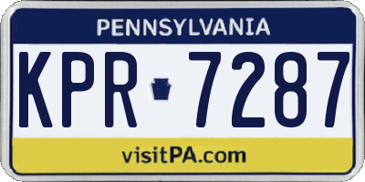 PA license plate KPR7287
