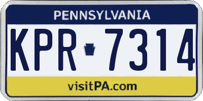 PA license plate KPR7314