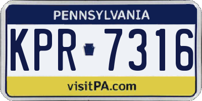 PA license plate KPR7316