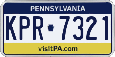 PA license plate KPR7321