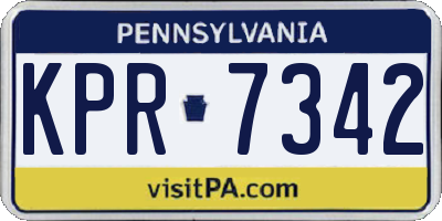 PA license plate KPR7342