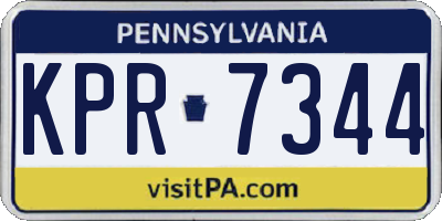 PA license plate KPR7344