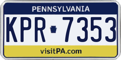 PA license plate KPR7353