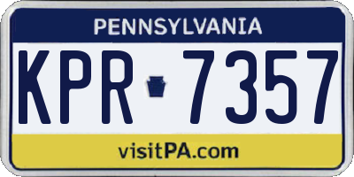 PA license plate KPR7357