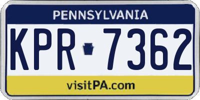 PA license plate KPR7362