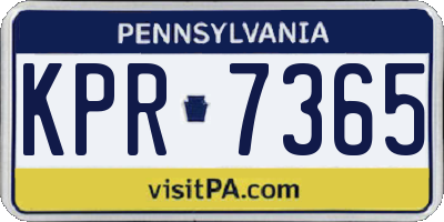 PA license plate KPR7365