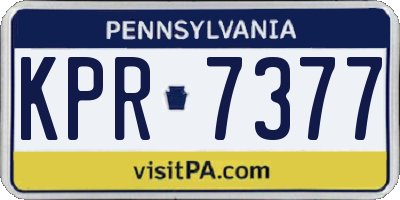 PA license plate KPR7377