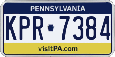 PA license plate KPR7384