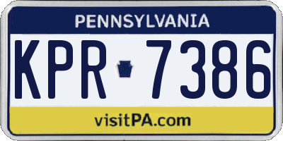 PA license plate KPR7386