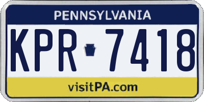 PA license plate KPR7418
