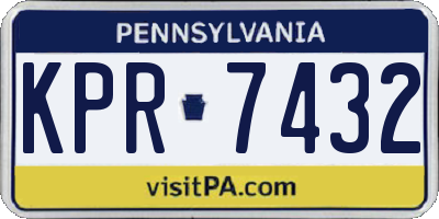 PA license plate KPR7432