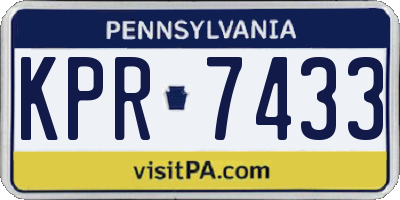 PA license plate KPR7433