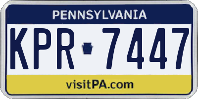 PA license plate KPR7447