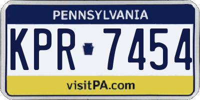 PA license plate KPR7454