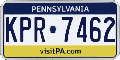 PA license plate KPR7462