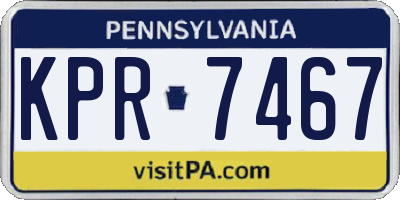 PA license plate KPR7467
