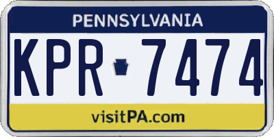 PA license plate KPR7474
