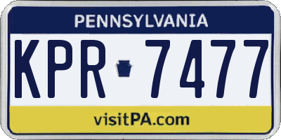 PA license plate KPR7477
