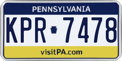 PA license plate KPR7478