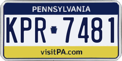 PA license plate KPR7481