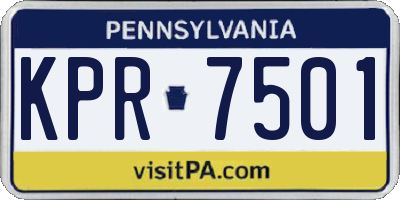 PA license plate KPR7501