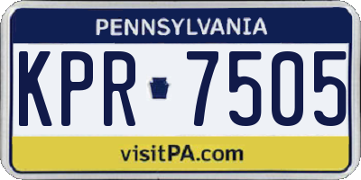 PA license plate KPR7505