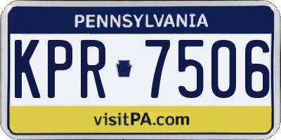 PA license plate KPR7506