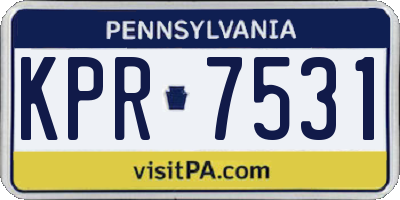 PA license plate KPR7531