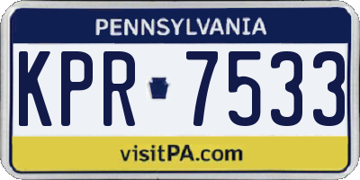 PA license plate KPR7533