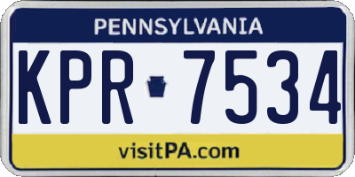 PA license plate KPR7534
