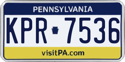 PA license plate KPR7536