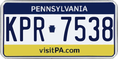PA license plate KPR7538