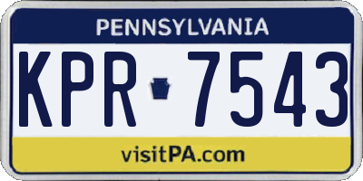 PA license plate KPR7543