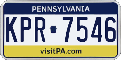 PA license plate KPR7546