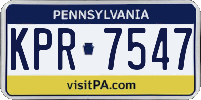 PA license plate KPR7547