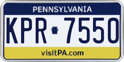 PA license plate KPR7550