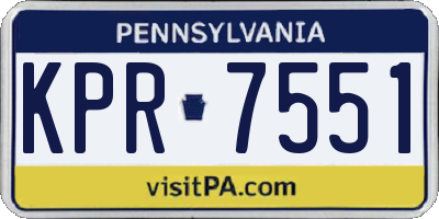 PA license plate KPR7551