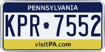 PA license plate KPR7552