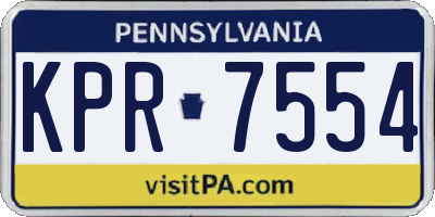 PA license plate KPR7554