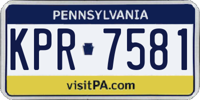 PA license plate KPR7581