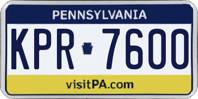 PA license plate KPR7600