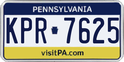 PA license plate KPR7625
